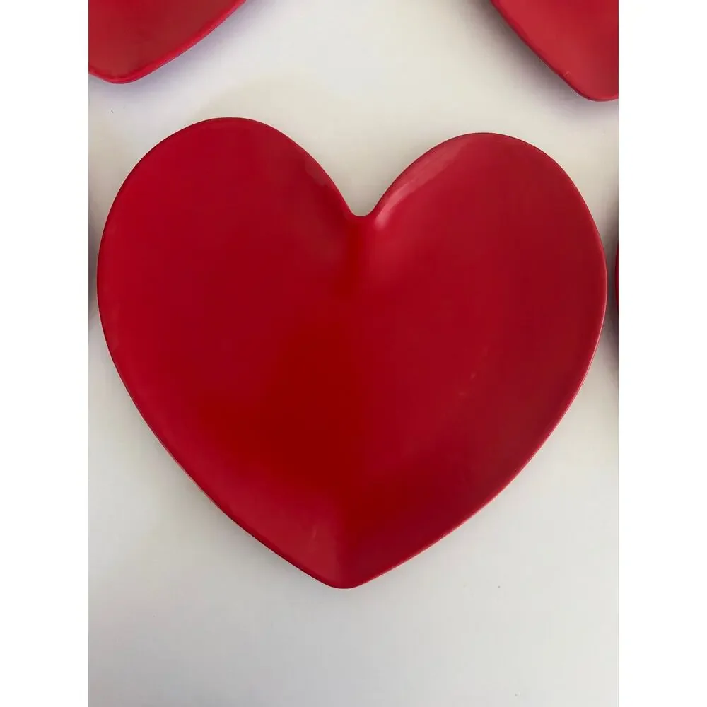 Target Red Heart Melamine Dinner Plates Set of 8 Valentine Ceramic Look Plastic
